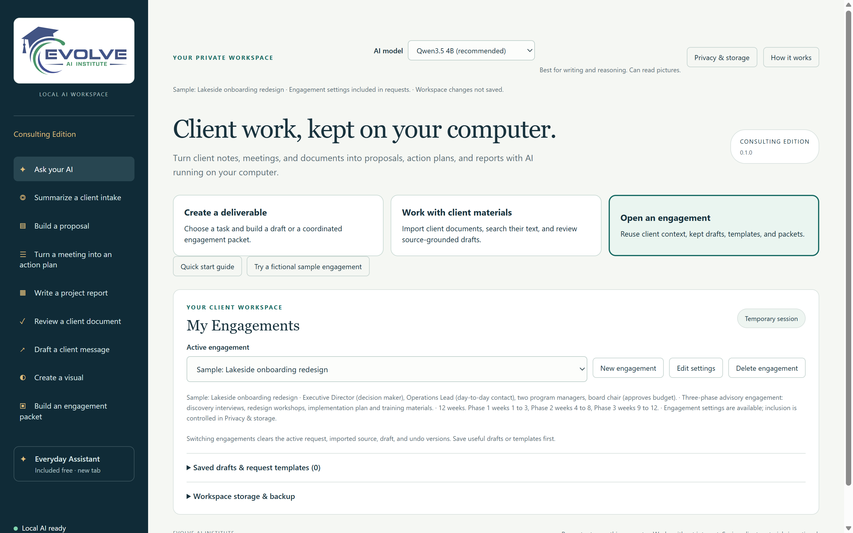 Consulting Edition: private AI for client work | Evolve AI Institute